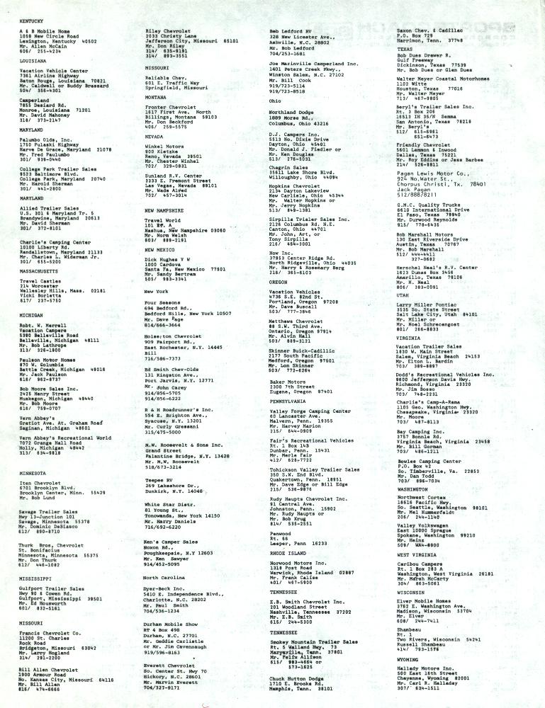 1973 SCA Dealers List - Page 2 of 2