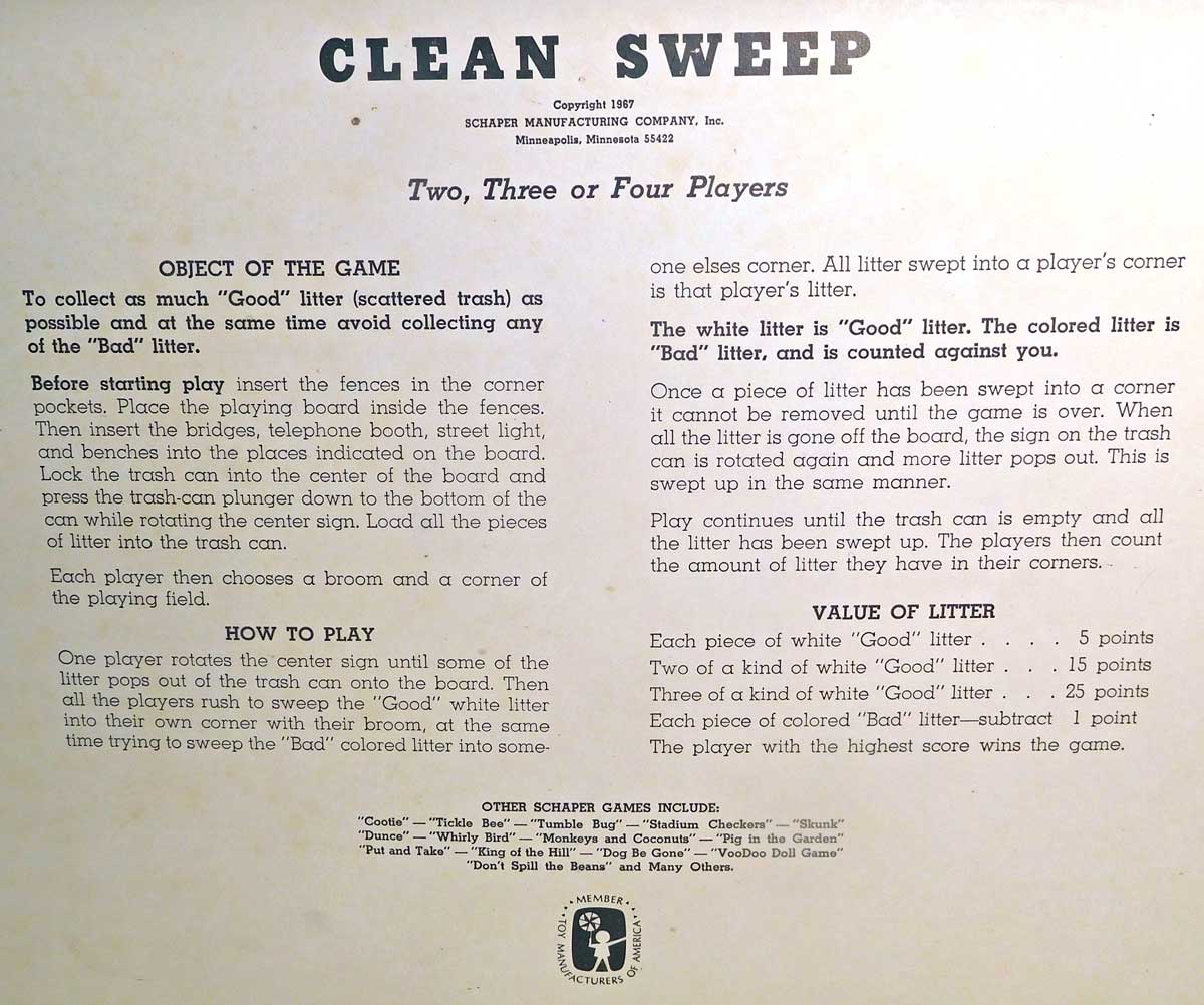 Clean Sweep Game Instructions