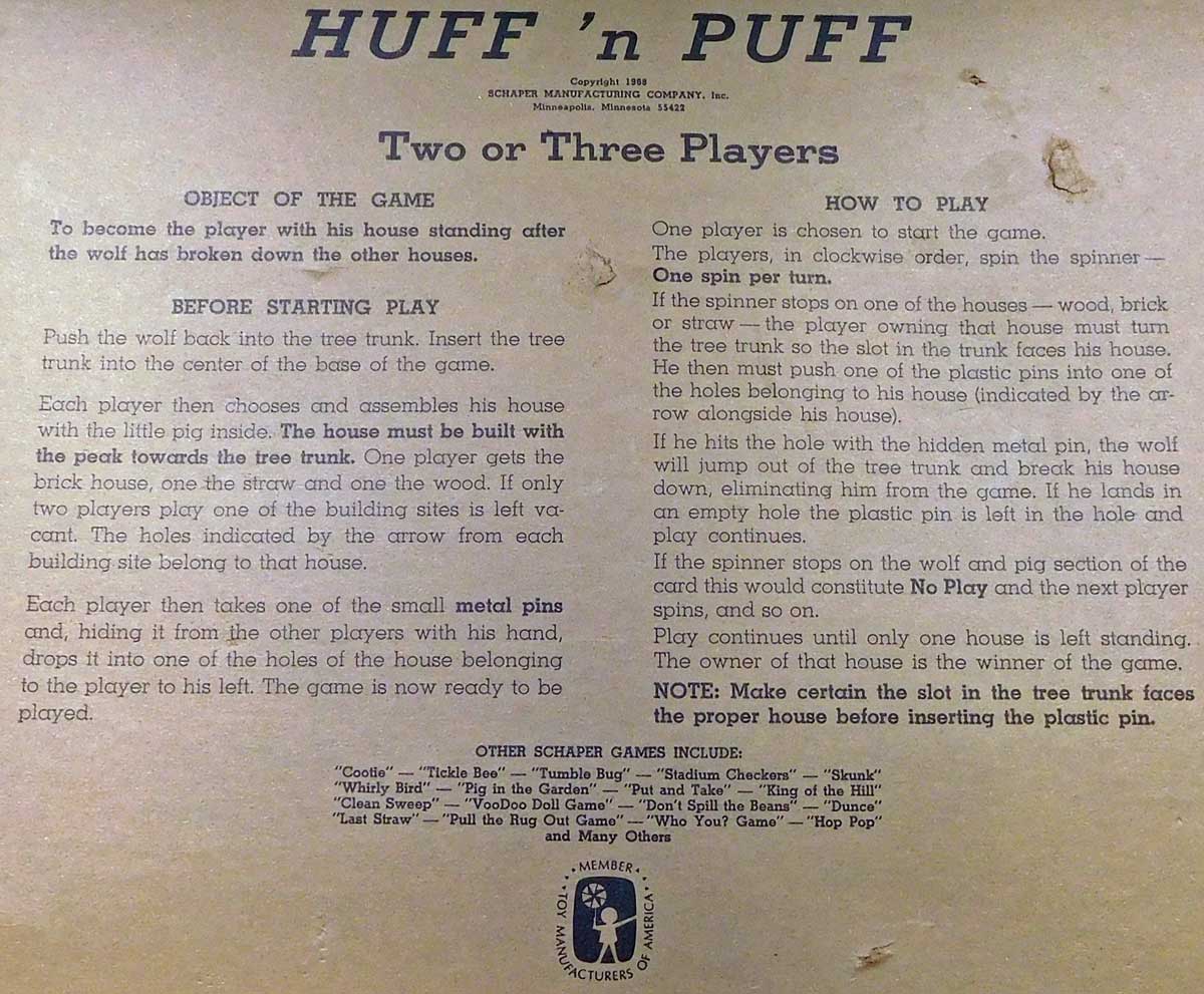Huff 'n Puff Wolf Instructions