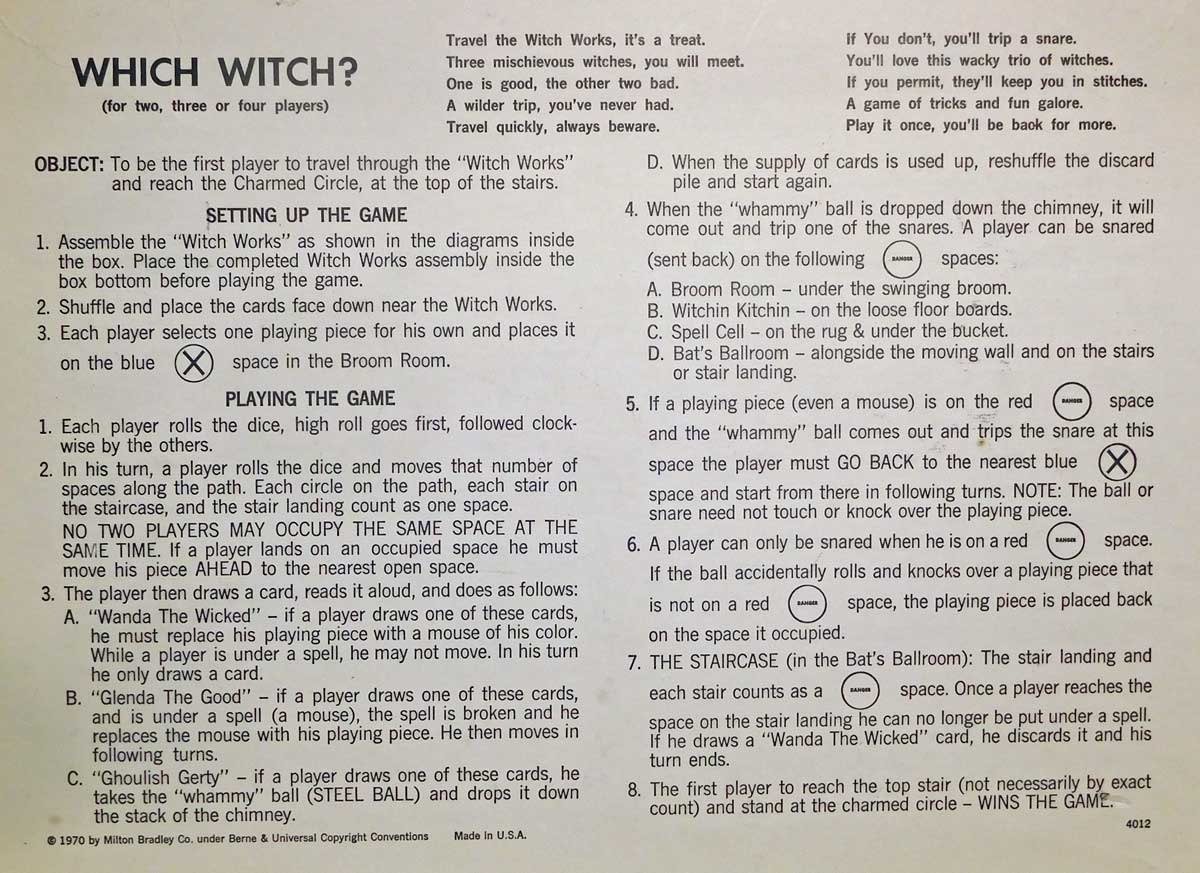 Which Witch Game Play Instructions