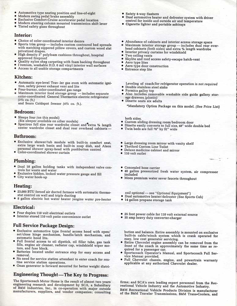 1970 Sportscoach Brochure - Page 3 of 4
