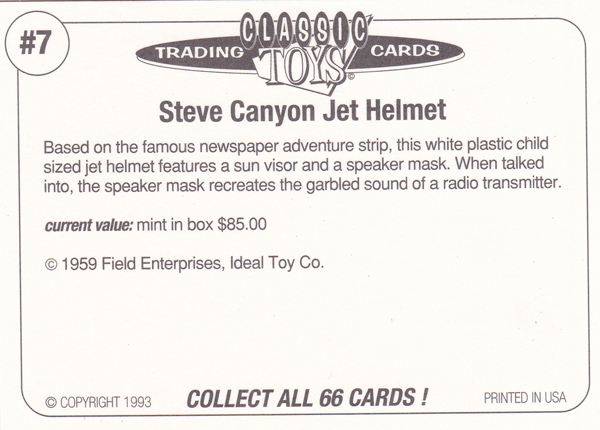 Back of Classic Toy Card number 07