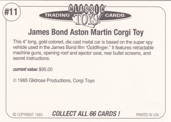 Back of Classic Toy Card number 11
