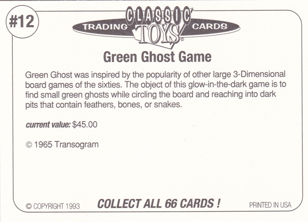 Back of Classic Toy Card number 12