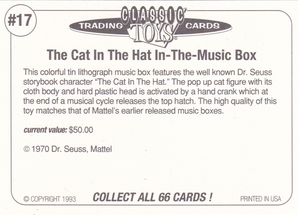 Back of Classic Toy Card number 17