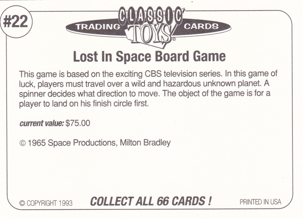 Back of Classic Toy Card number 22