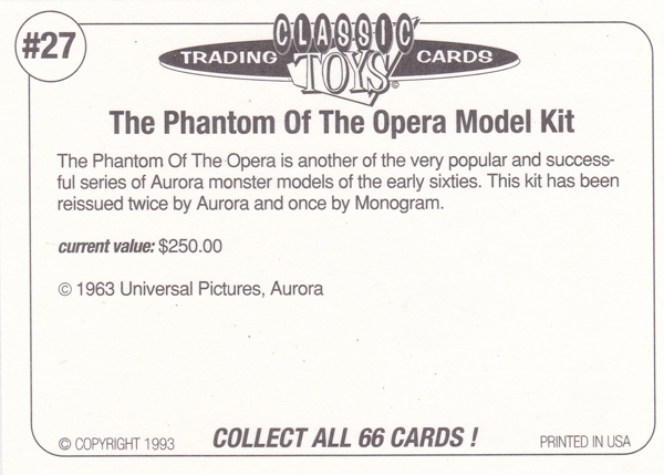 Back of Classic Toy Card number 27