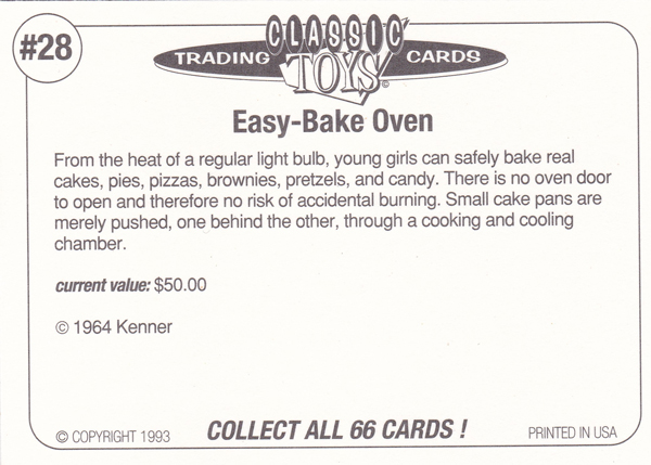 Back of Classic Toy Card number 28