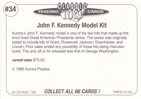 Back of Classic Toy Card number 34