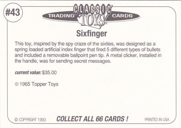 Back of Classic Toy Card number 43