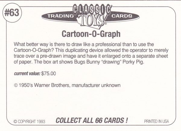 Back of Classic Toy Card number 63
