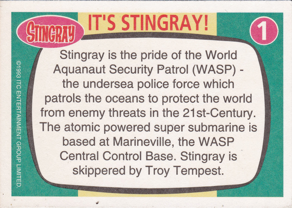 Back of Gerry Anderson Supermarionation Card number 01