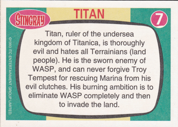 Back of Gerry Anderson Supermarionation Card number 07