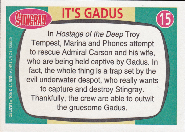 Back of Gerry Anderson Supermarionation Card number 15