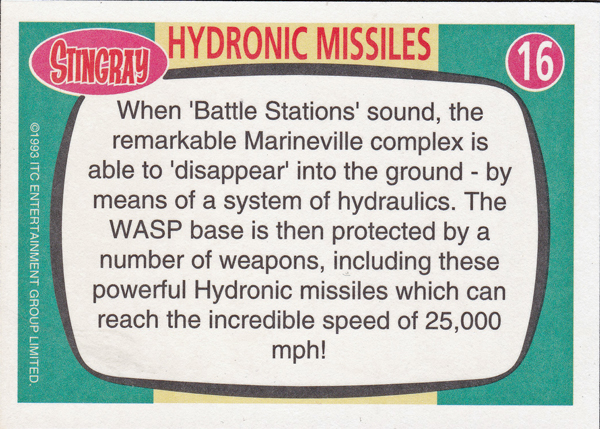 Back of Gerry Anderson Supermarionation Card number 16