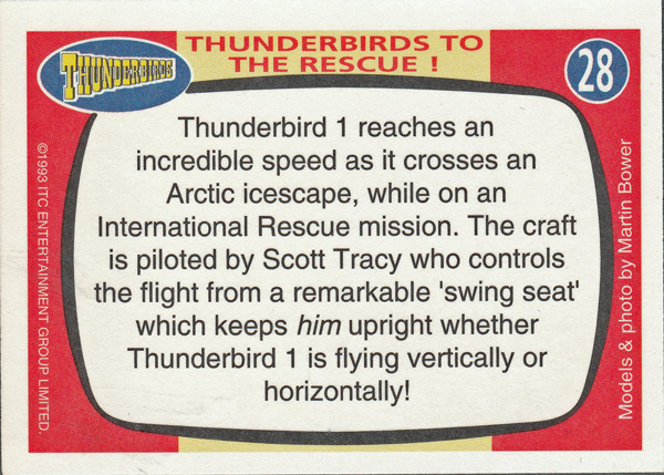 Back of Gerry Anderson Supermarionation Card number 28
