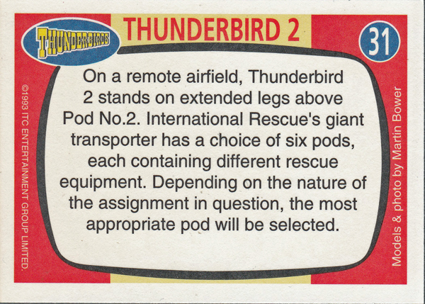 Back of Gerry Anderson Supermarionation Card number 31