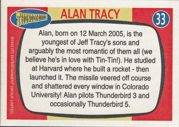 Back of Gerry Anderson Supermarionation Card number 33