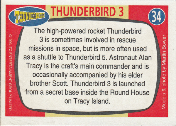 Back of Gerry Anderson Supermarionation Card number 34