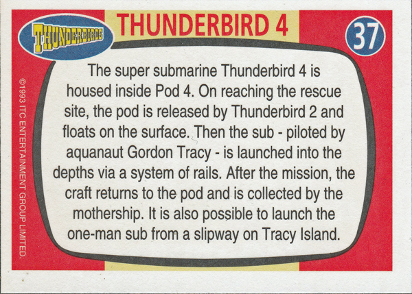 Back of Gerry Anderson Supermarionation Card number 37