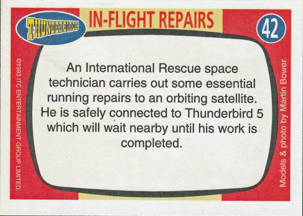 Back of Gerry Anderson Supermarionation Card number 42