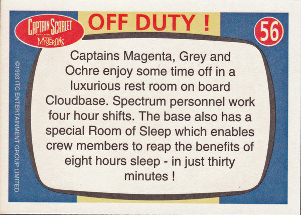 Back of Gerry Anderson Supermarionation Card number 56