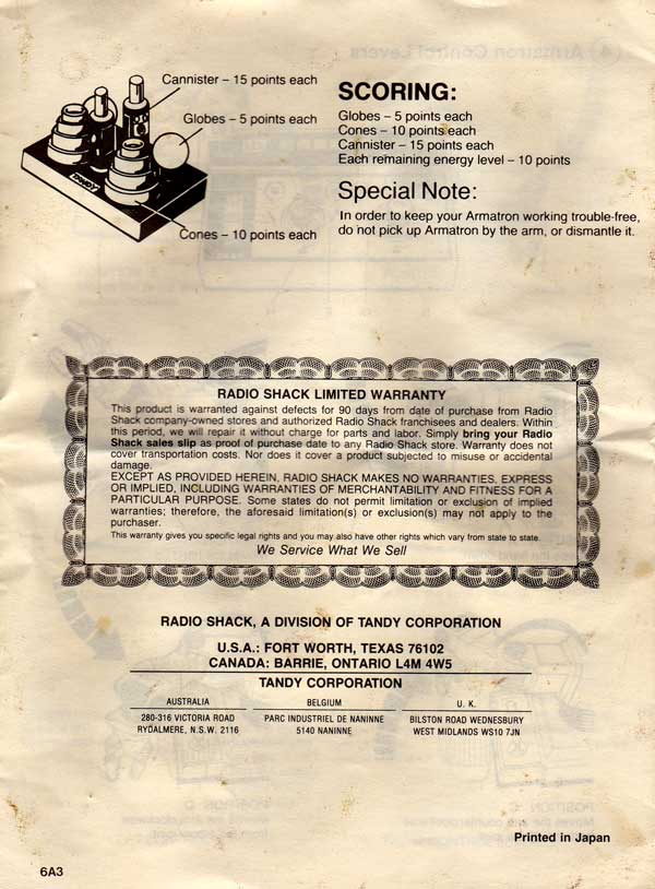 Armatron Instructions - Page 6 of 6